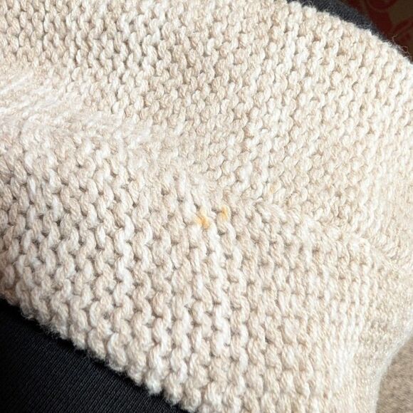 Old Navy Women's Beige White Cable Knit Turtleneck Sweater Chunky Size Large - Picture 8 of 8